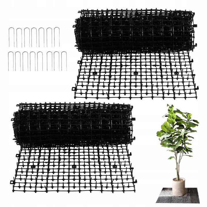 Комплект защитна мрежа за градина, 30x200см, 2 броя, черна, от PP материал