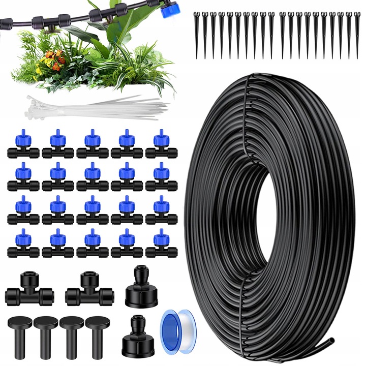 Set sistem de irigare automat, 30m, negru-albastru