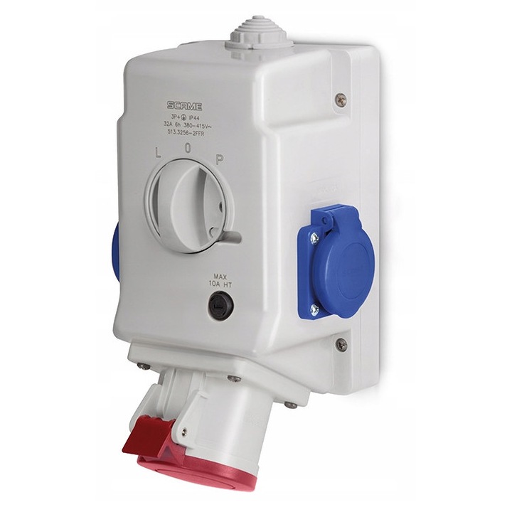 Tablouri electrice Scame set 4P 1x32A 2x230V rosu, montaj suprafata