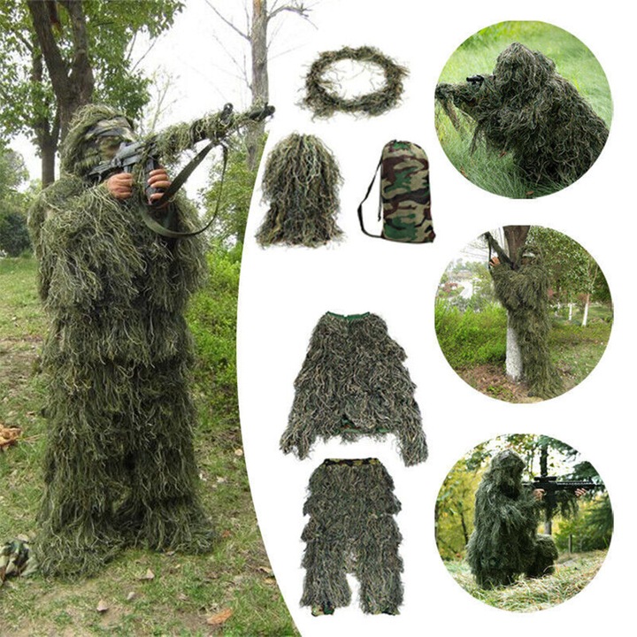 Costum carnaval BEDEE, set 5 piese, masca de camuflaj Ghillie, pentru fotografie, multicolor