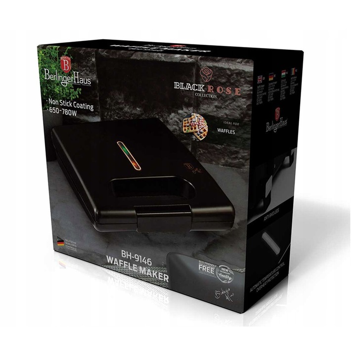 Gofron Berlinger Haus, Black Rose, 2 gofre, negru, 23x23x9cm