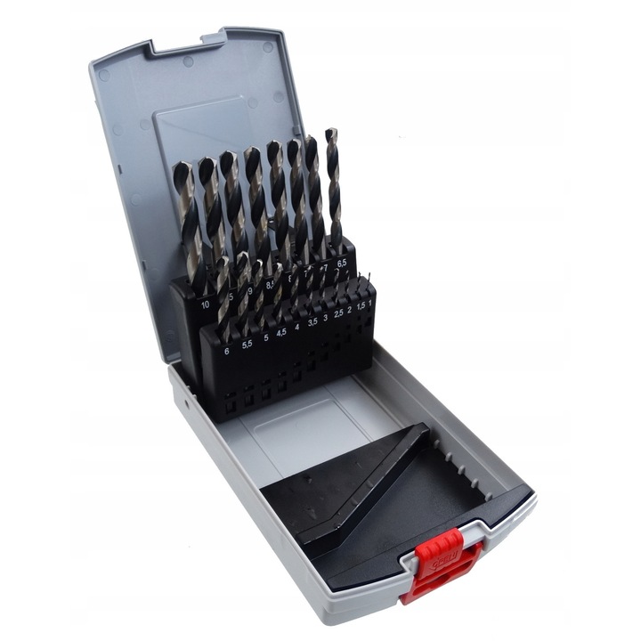 Set de 19 burghie HSS Bosch PointTeQ, 1-10mm, cu caseta plastica