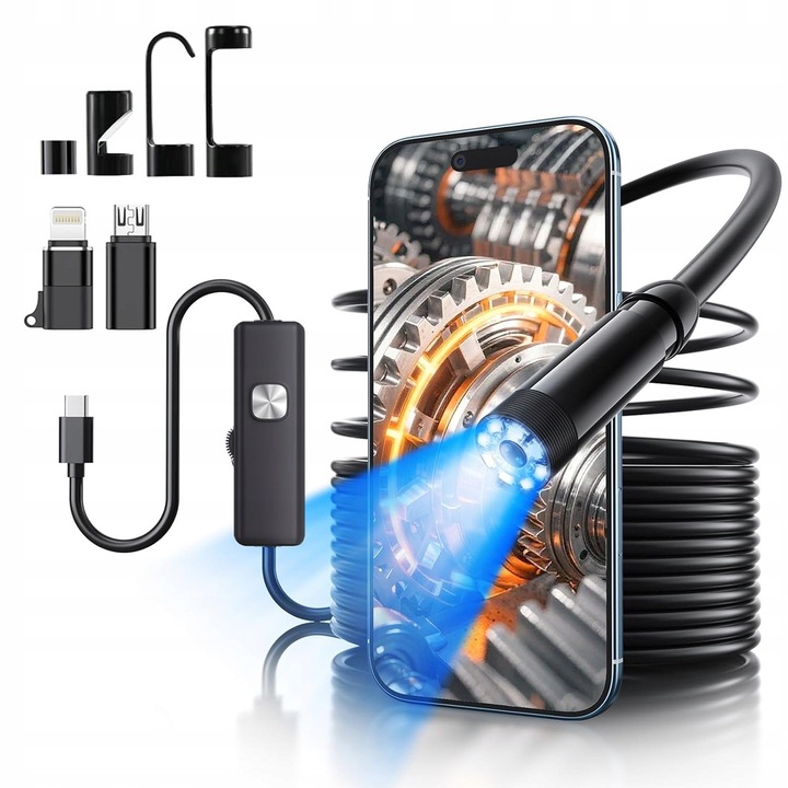 Универсална ендоскопска камера 5м, 8 LED, IP67, за iPhone и Android