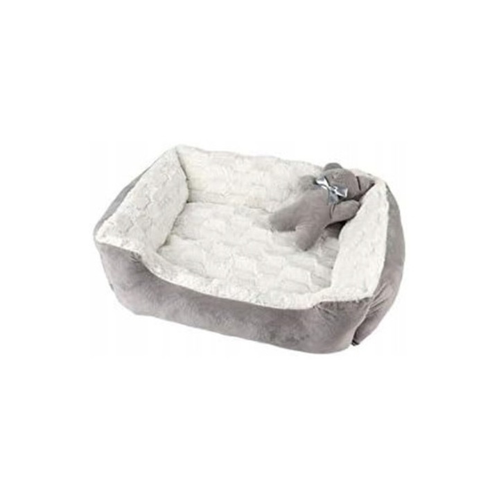 Culcus pentru caini si pisici cu cearceaf, 70x50cm, pentru animale pana la 15kg, colorat, moale