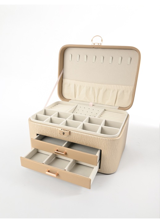 Ékszeres doboz, rózsaszín, 25x18x13cm, szett