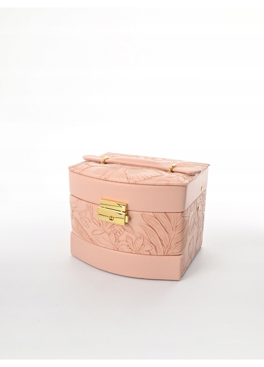 Ékszeres doboz, fehér, rózsaszín, szürke, 15x12x11,5cm, szett
