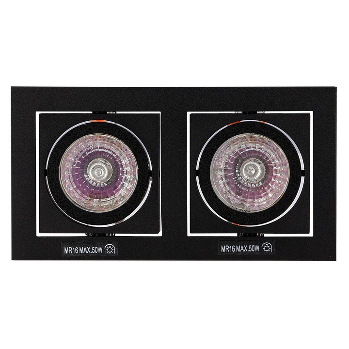 Spoturi incastrate Paco 2, 2x50W, negru, 17,5x9x2,5cm