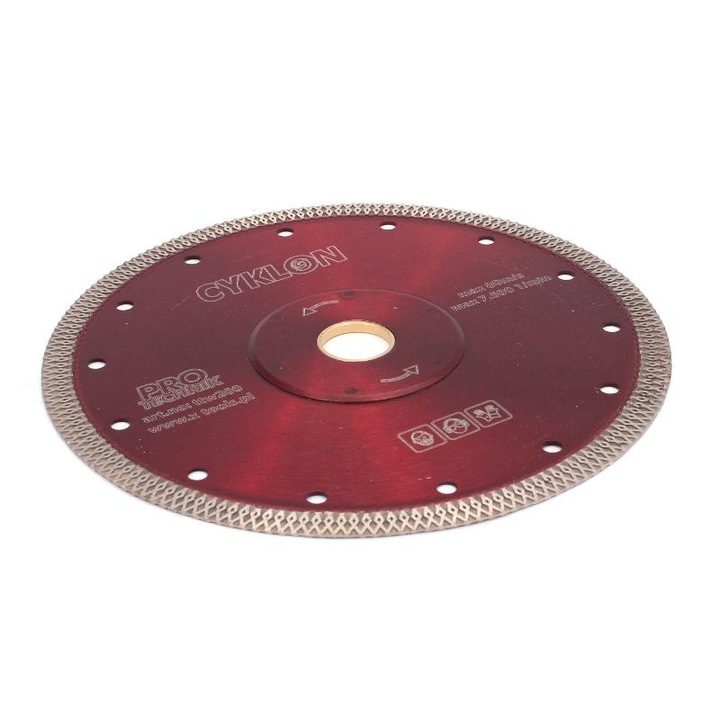 Disc diamantat Cyklon 230mm x 22,2mm, pentru taiere uscata si umeda, grosime 2,0mm, utilizare pe gresie, marmura, beton.