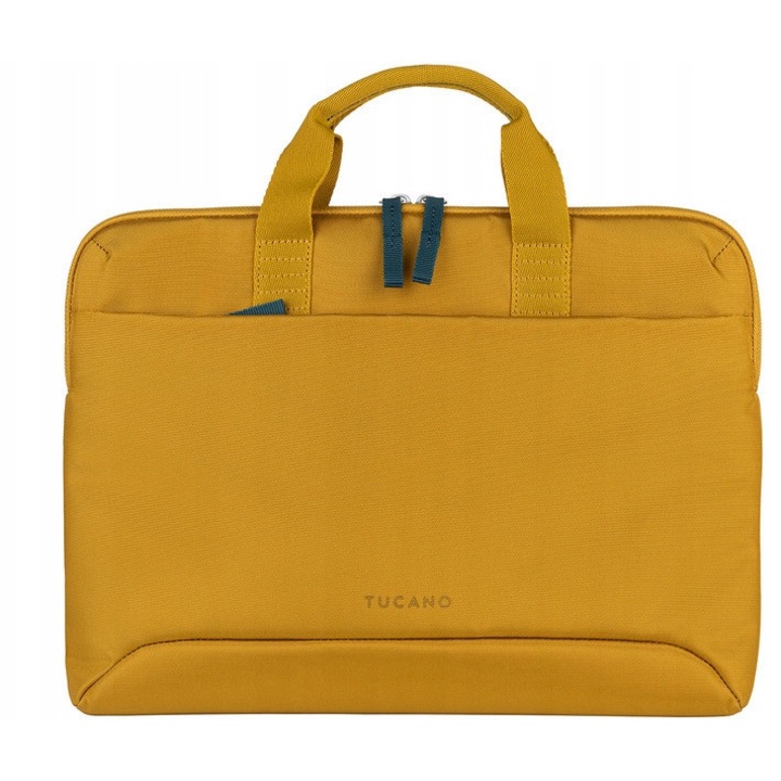 Geanta laptop Tucano Smilza 13"-14", galben, material reciclabil, cu manere si curea detasabila