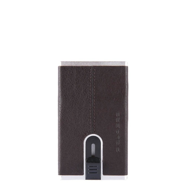 Piquadro, Black Square, Leather Card Holder, Square Sliding System, PP4825B3R-TM, Brown, Pentru barbati