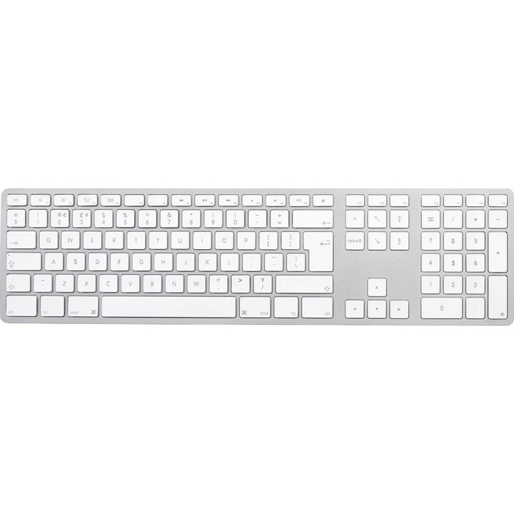 Tastatura Matias USB-C, argintie, tip plat, cu taste multimedia, UK