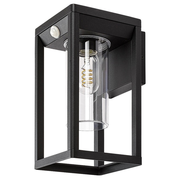 Lampa exterioara ZERNEST cu senzor de miscare, 1xE27, IP54, neagra, 150x270mm