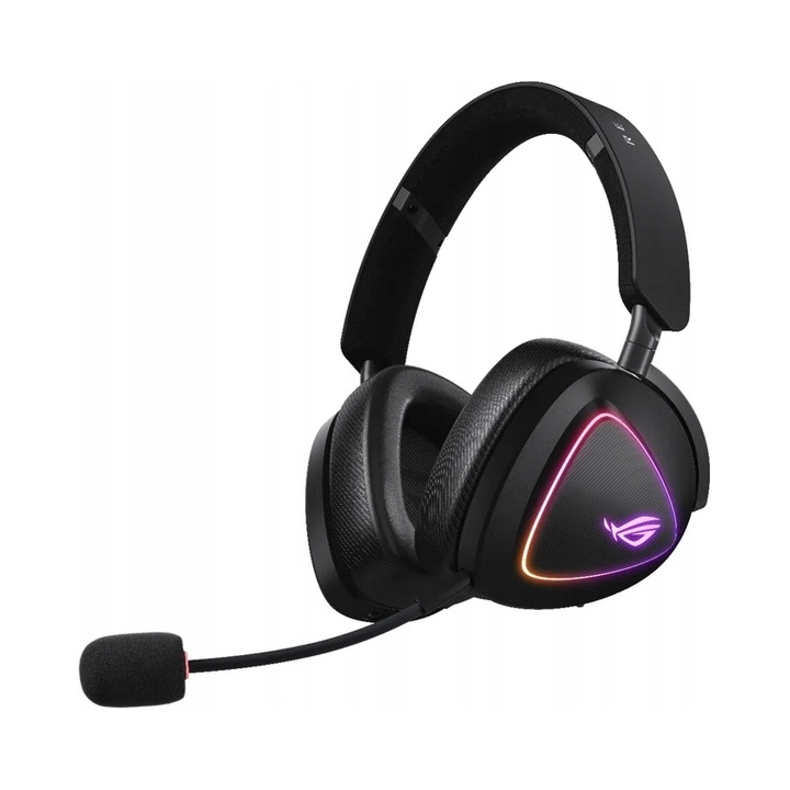 Casti gaming Asus ROG DELTA II, wireless si wired, Bluetooth, negru, 315g