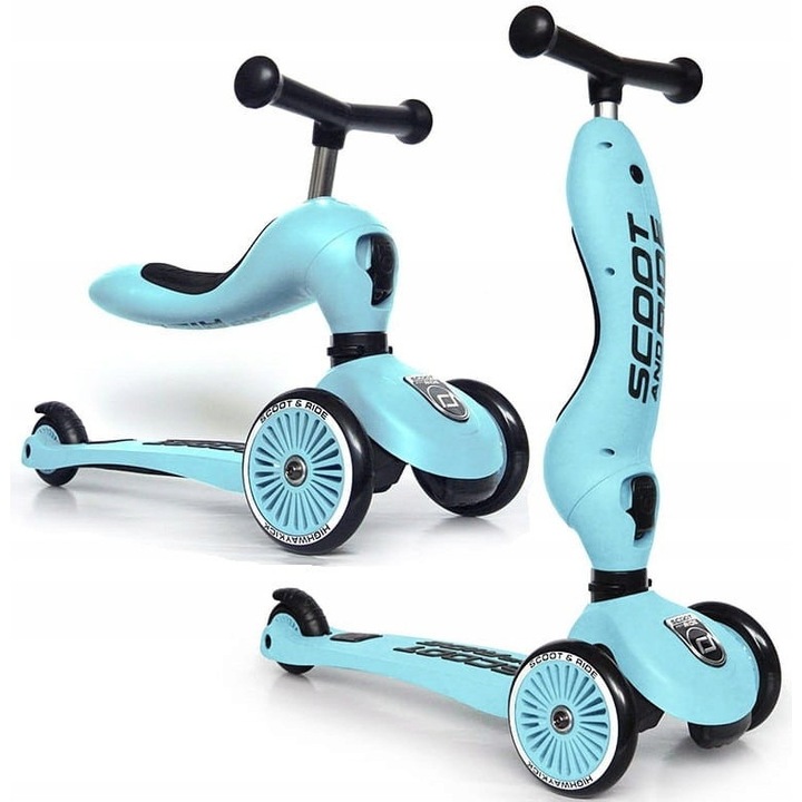 Scoot & Ride hulajnoga trotineta 2 in 1 Blueberry, inaltime ajustabila, sistem de siguranta, 22,5cm