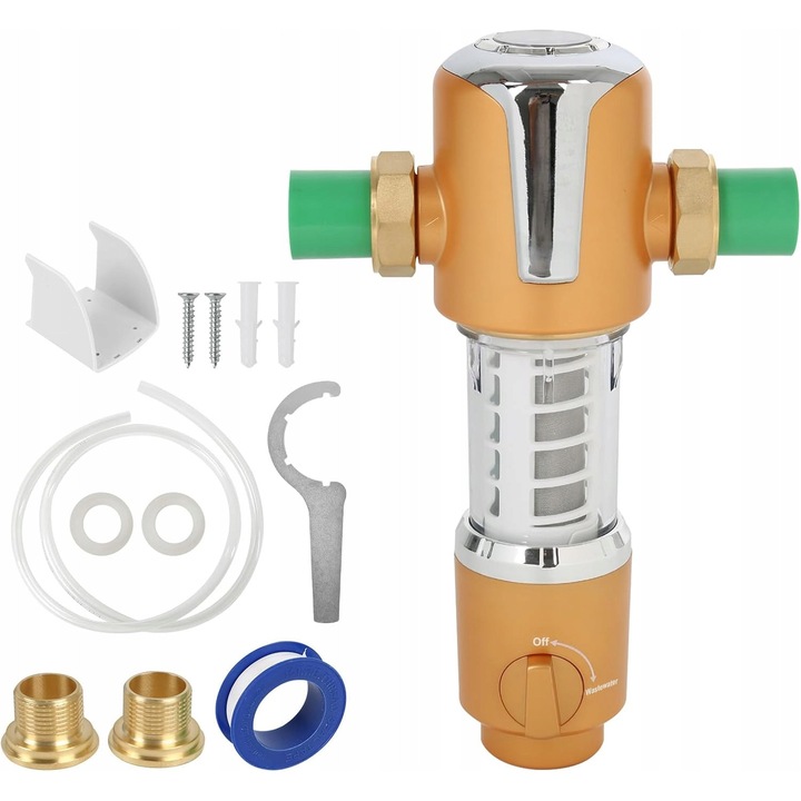 Filtru de apa, 40 microni, mosiad, 3T/h, 25mm, aurie