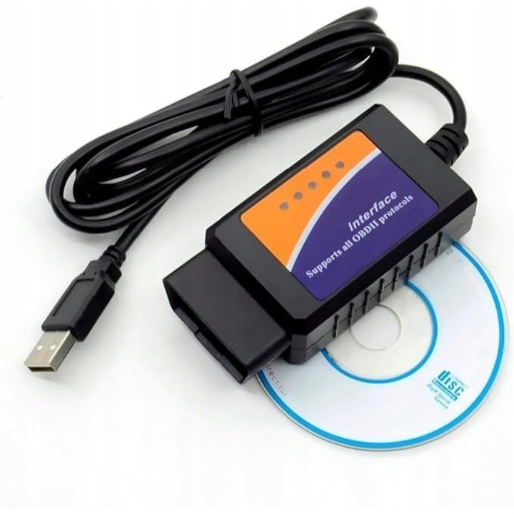 Диагностичен кабел Elm 327 USB OBDII, четене и изтриване на кодове, съвместимост с Windows, 1.5