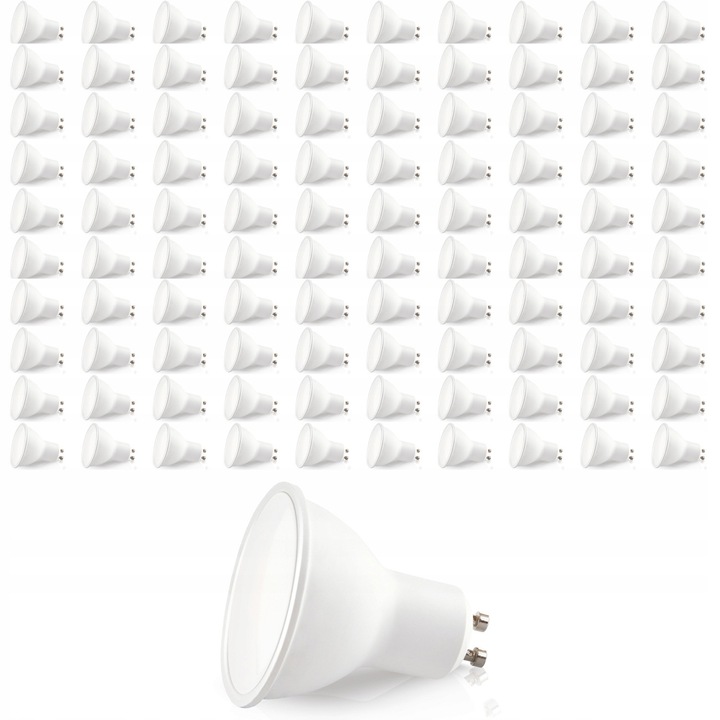 Комплект 100 LED крушки GU10 5W, студено бяла 6000K, 400 lm, 230V