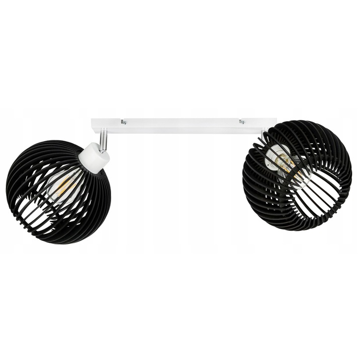 Lustru LED-ONE, model Loft, 2x E27, alb, negru, 40x5x2,5cm