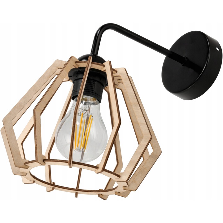 Berge fa fali lámpa, fekete, LED, E27, 1x60W, beltéri