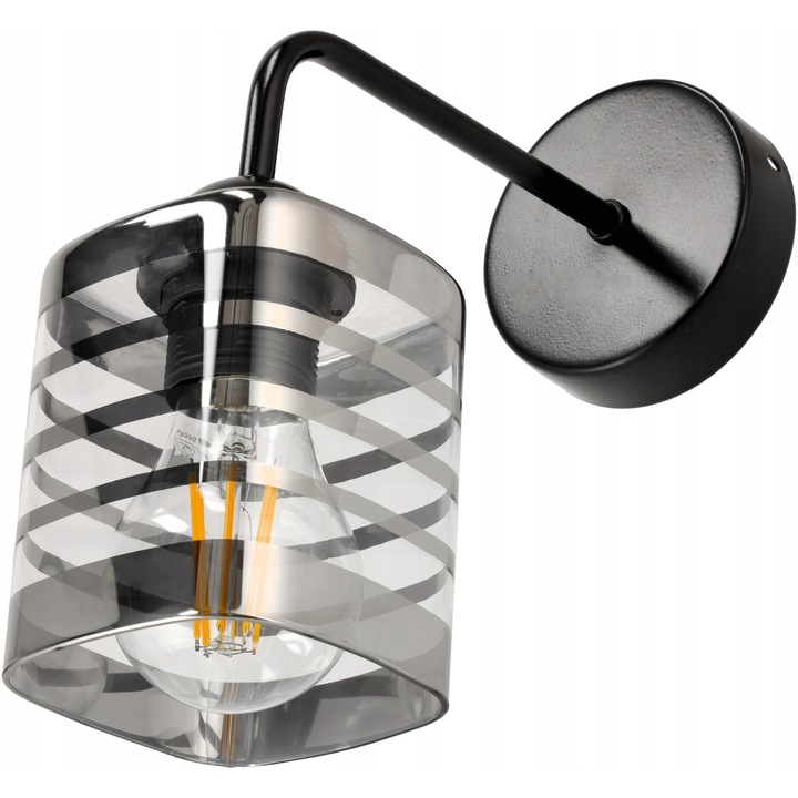 Berge LED fali lámpa, üveg, fekete, 1xE27, 60W, beltéri használatra