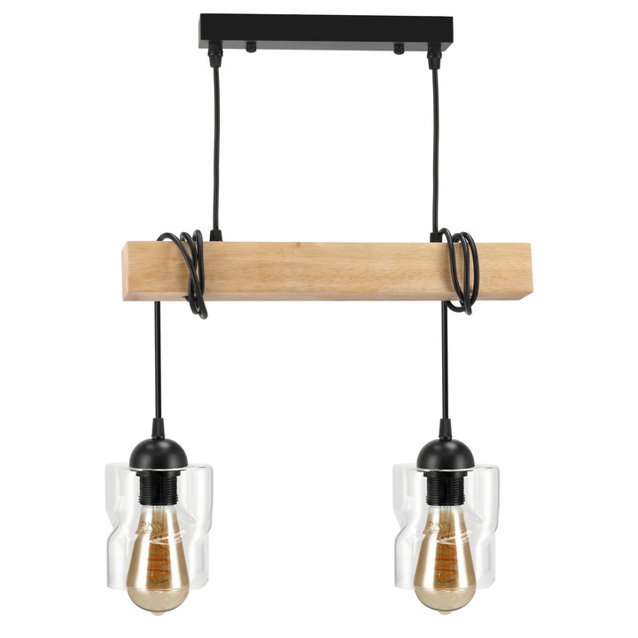 Berge LED csillár, 2xE27, loft design, natúr/fekete, állítható