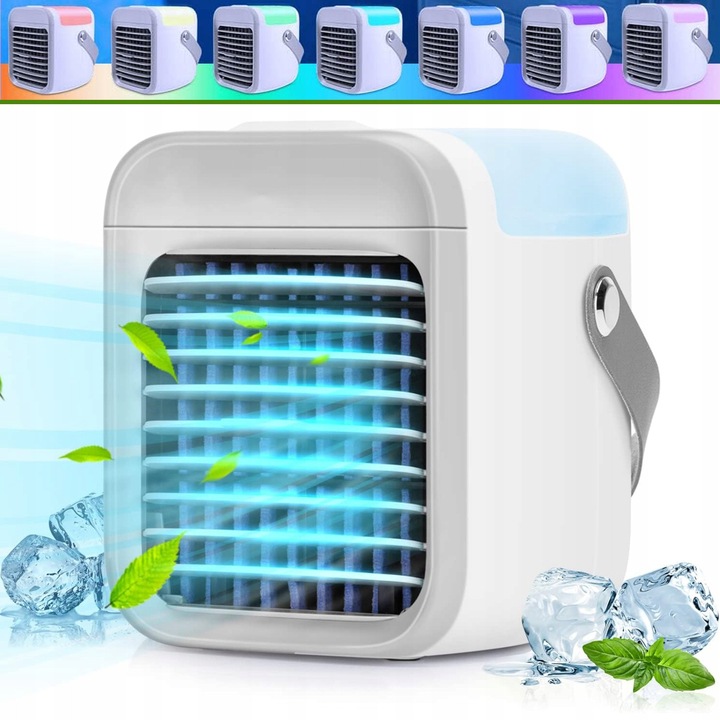 Mini hordozható légkondicionáló, 3 sebességes, fehér, 173,2x151,5x172,8mm, USB tápkábellel