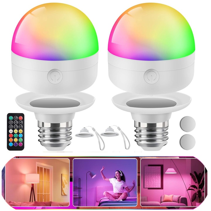 Bec RGB E27 cu telecomanda si magnet