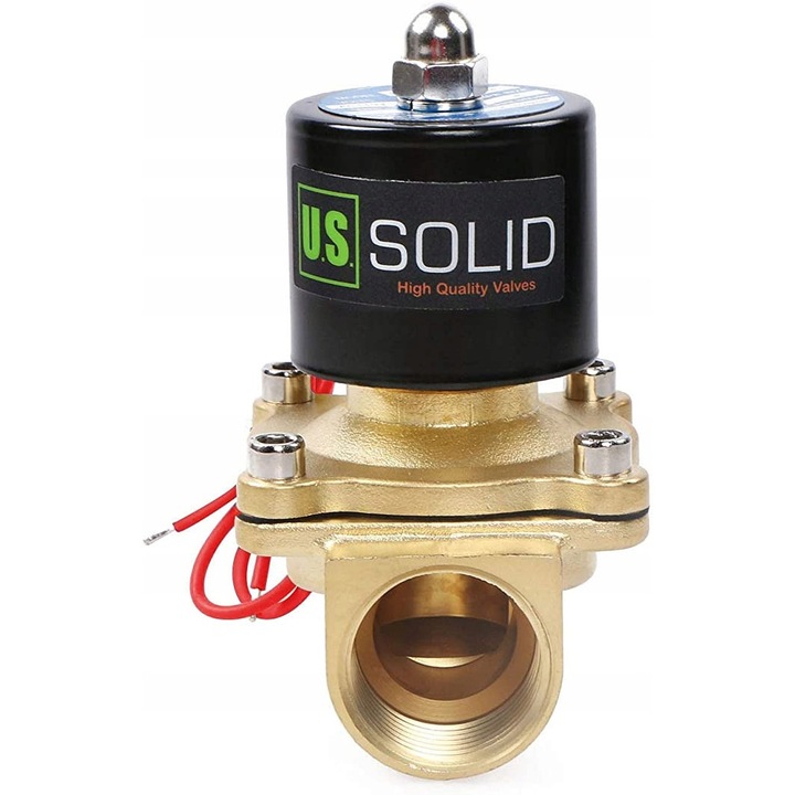 U.S. Solid 1" elektromágneses szelep, sárgaréz, NC, 220 V AC, IP65