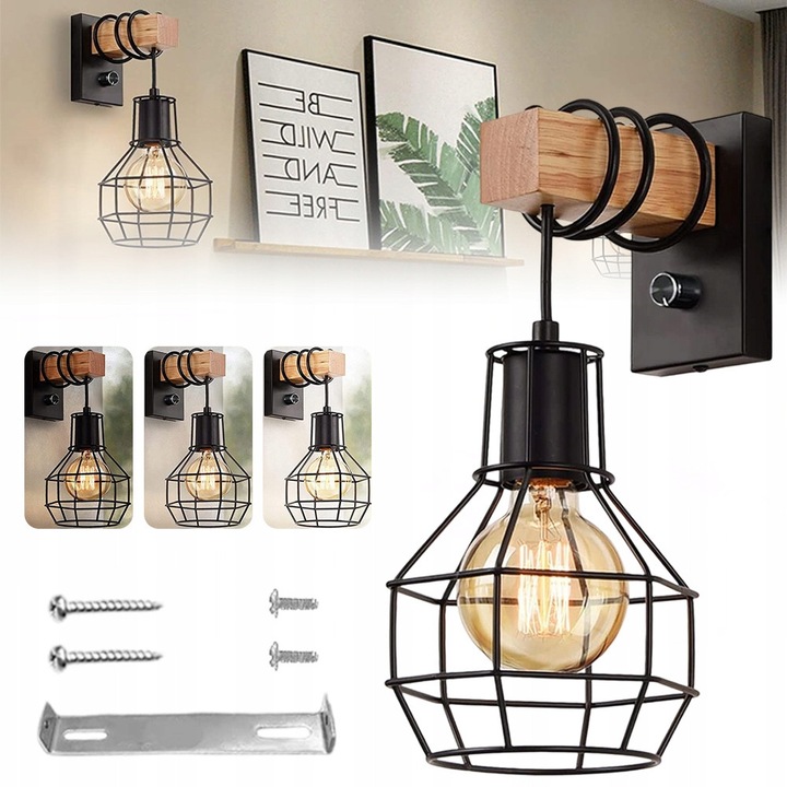 Aplica vintage Scienna, neagra, pentru restaurant