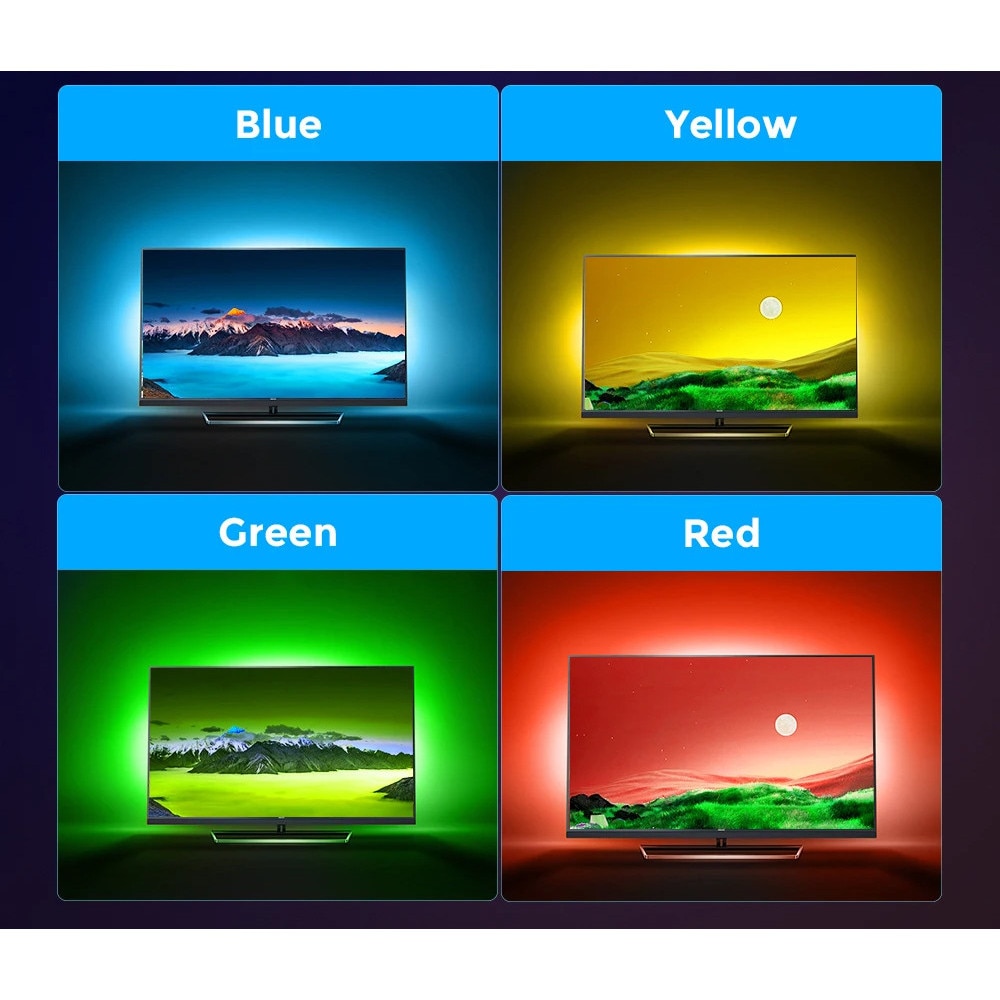 Iluminare inteligenta pentru TV 55', LED-ONE, RGBIC, 4,6m, HDMI 2.0, Wi-Fi, set complet