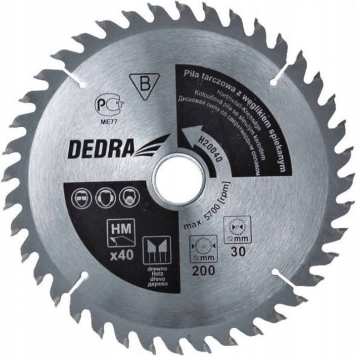 Pila tarczowa Dedra 400x30mm, 80Z, pentru taiere lemn, 2,31kg