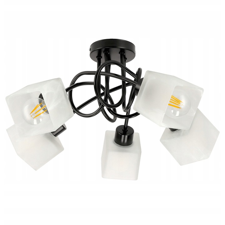 Berge Loft LED csillár, 5xE27, fekete fém, változatos méretek