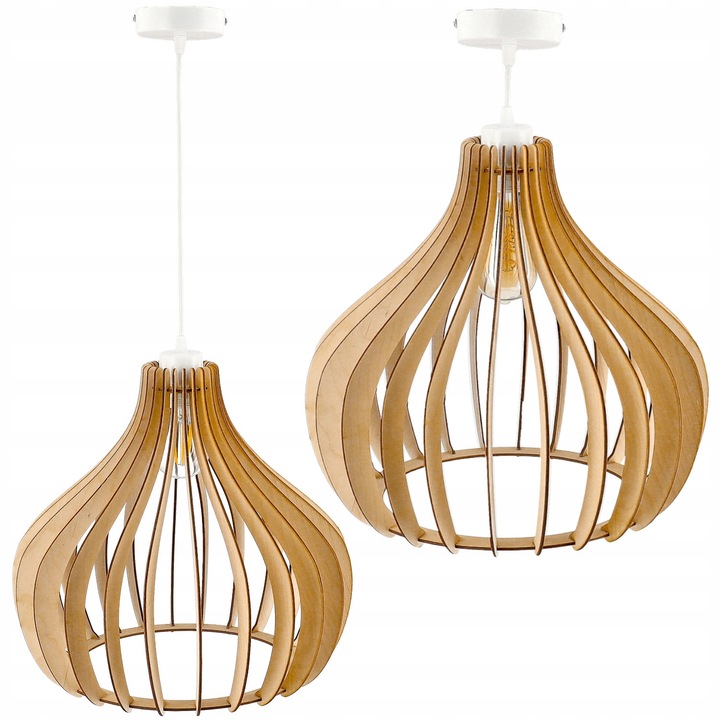 Berge Alladyn LED függőlámpa, fehér, 1 x E27, 90cm, fából