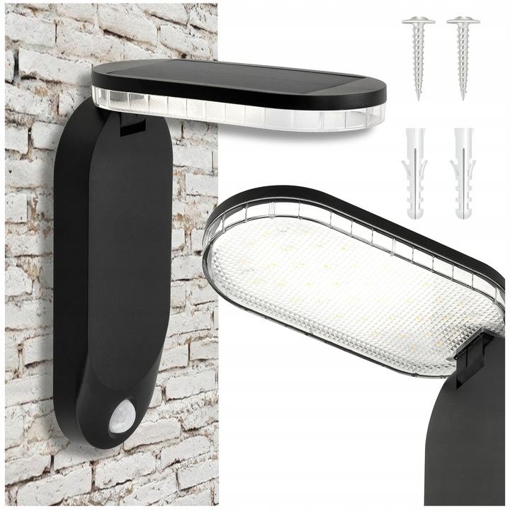 Berge LED napelemes lámpa mozgás- és szürkületérzékelővel, IP65, 1W/4.5W, 4000K, állítható