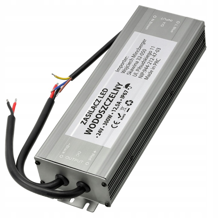 LED tápegység 24V vízálló 300W 12,5A LED szalagokhoz