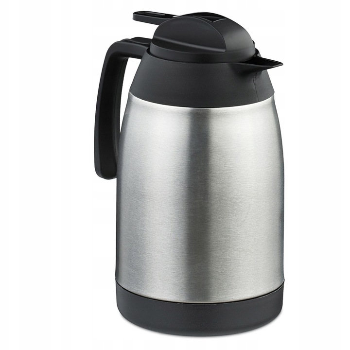 Termos Relaxdays 1,5 L, inox, negru, design modern, izolatie vacuum