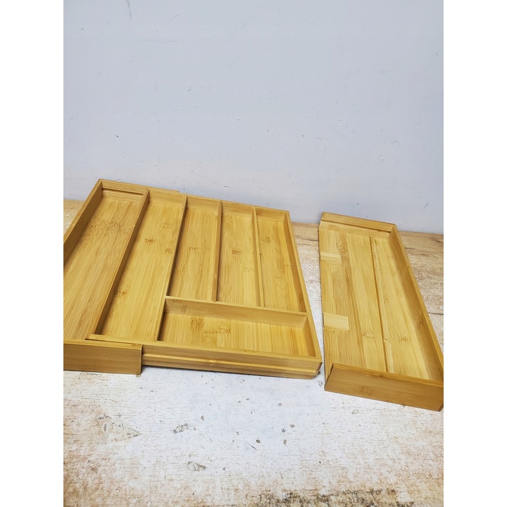 Állítható bambusz evőeszköztartó, 5-7 rekeszes, 5x32,5x43cm