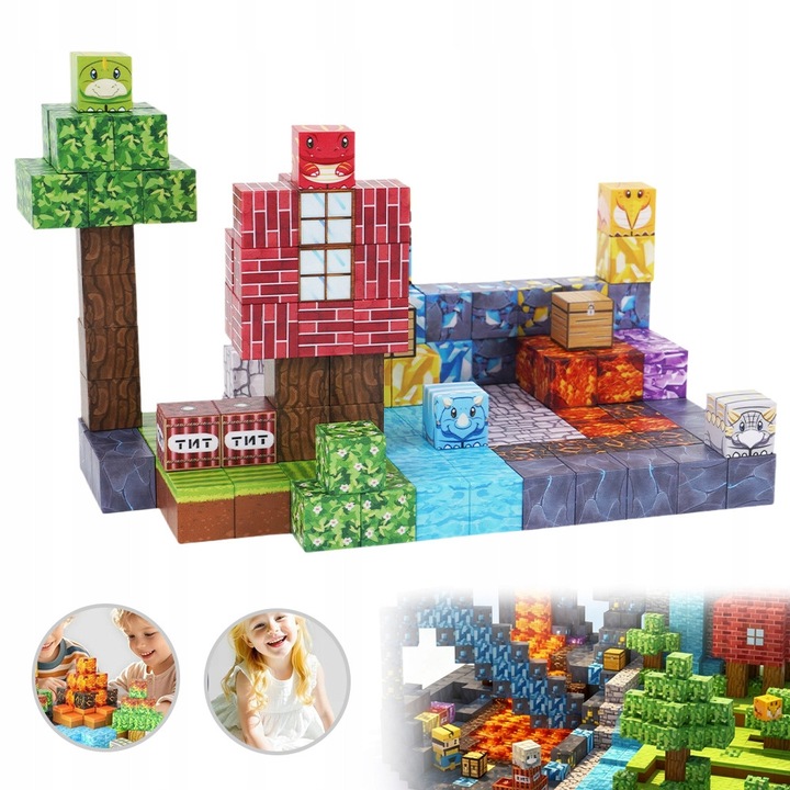 Set de constructie, 154 blocuri magnetice, jucarie creativa pentru copii