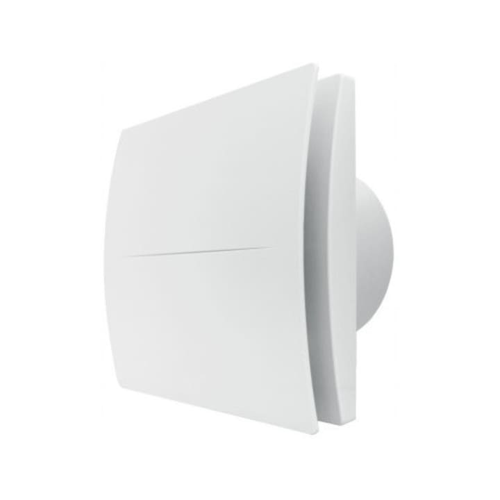 Ventilator de baie AXA T 100, 83 m³/h, 8 W, alb, montaj pe perete sau tavan, cu timer si clapa de retur