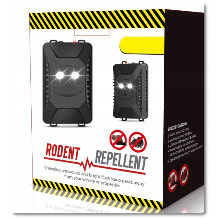 Odstraszacz ultradzwiekowy pentru soareci si rozatoare, set 6 in 1, alimentare baterii/USB/acumulator, 13x7,5x3,4cm, multicolor