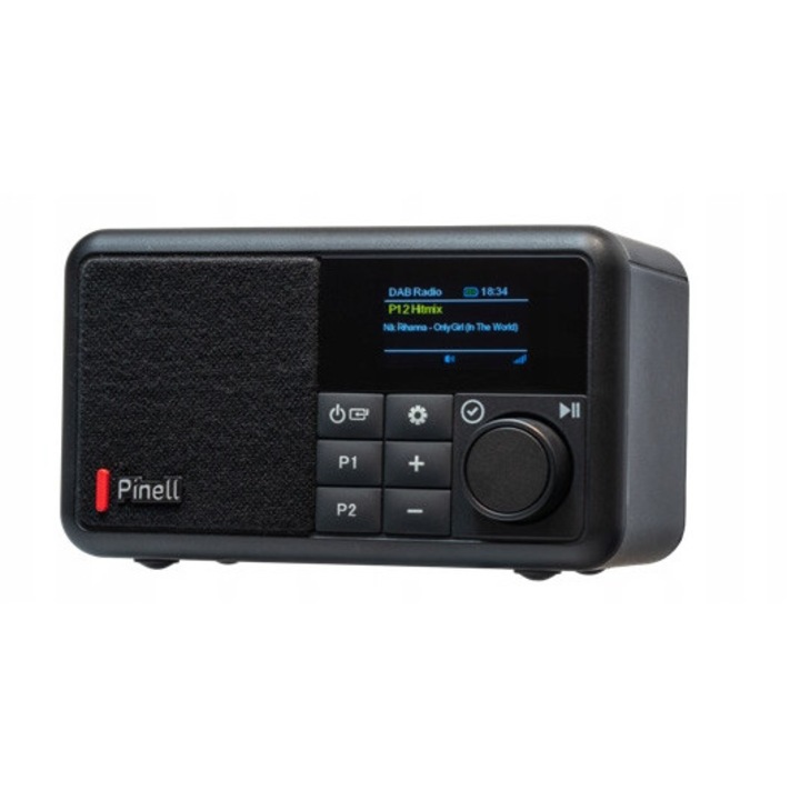 Радио Pinell Compact DAB+/FM Bluetooth, преносимо, с 8ч батерия, цветен дисплей, 120x75x89mm