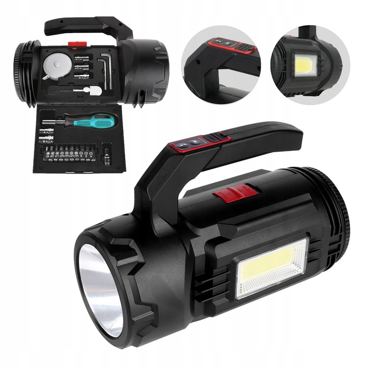 Lanterne LED multifunctionala cu unelte integrate, 1200mAh, lumina rece 6000K, neagra