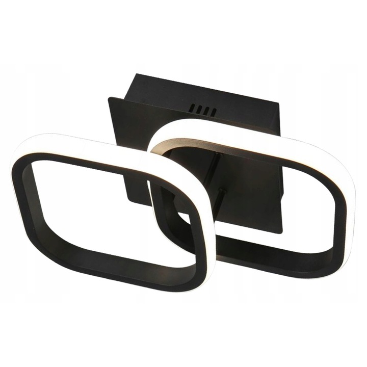 LED плафониера 16W, 280x200x90mm, черна, комплект с монтажни аксесоари