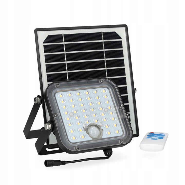 LED соларна лампа 10W PREMIUM, KB, със сензор за движение, 1500LM, 5м кабел, 120x60° осветление, 153x144x33мм