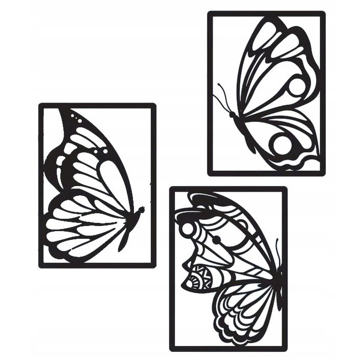 Tablou decorativ 3D LED-ONE, panel tryptyk, motile, 41x81cm, montaj simplu, culoare neagra