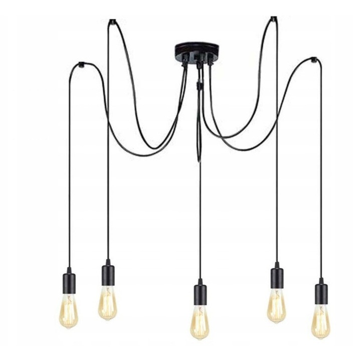 Lustru Berge PAJAK 5, 5xE27, design modern, 150cm, negru