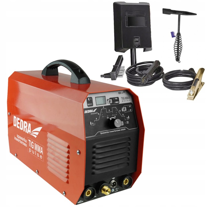 Dedra DESTI204PD 200A inverteres hegesztőgép, PULSE funkció, 230V, 9kg, komplett készlet