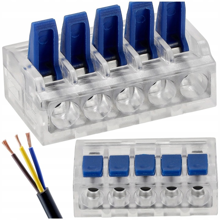 50 db-os készlet, gyorscsatlakozó, 5-vezetékes, 32A, 0,2-4mm, 250V, Berge, szorító rögzítés, UL94 V0 biztonság