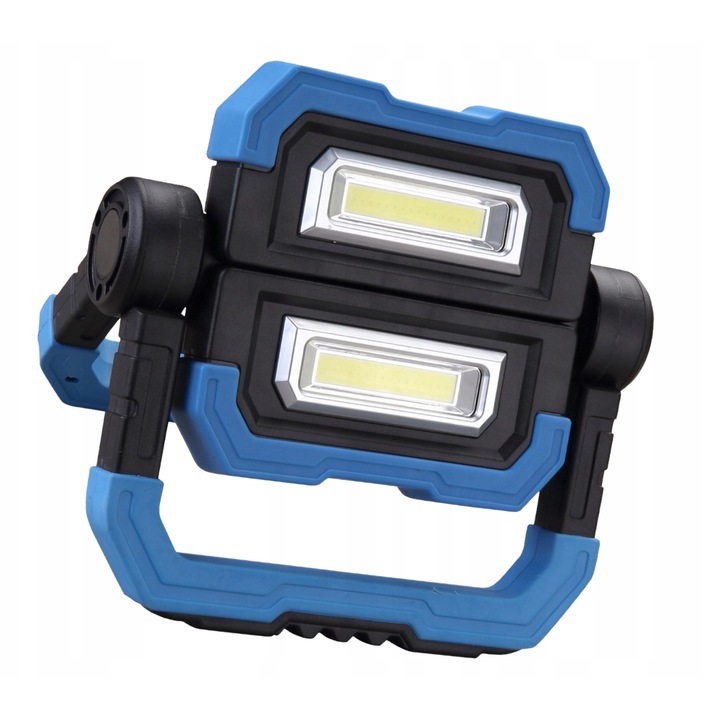 Proiector LED 2x5W COB, 4500K, 1000lm, acumulator 5000mAh, albastru + negru, dimensiuni 252x207x50mm, cu magneti si port USB