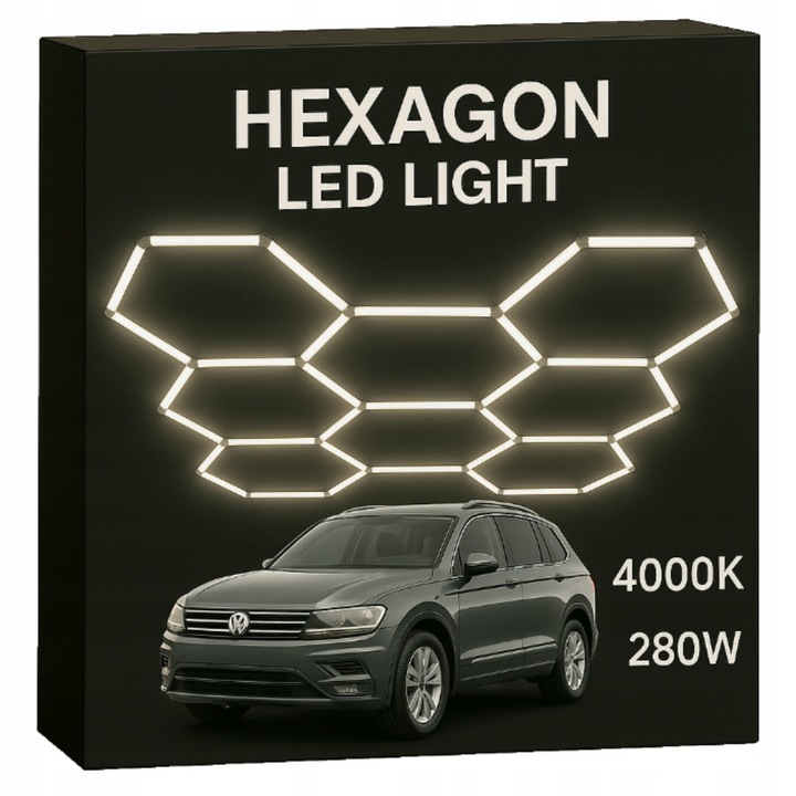 LED HEXAGON 8 világítás szett, 280W, 4000K, geometrikus design, 48 modul, fehér, 2290x2370mm